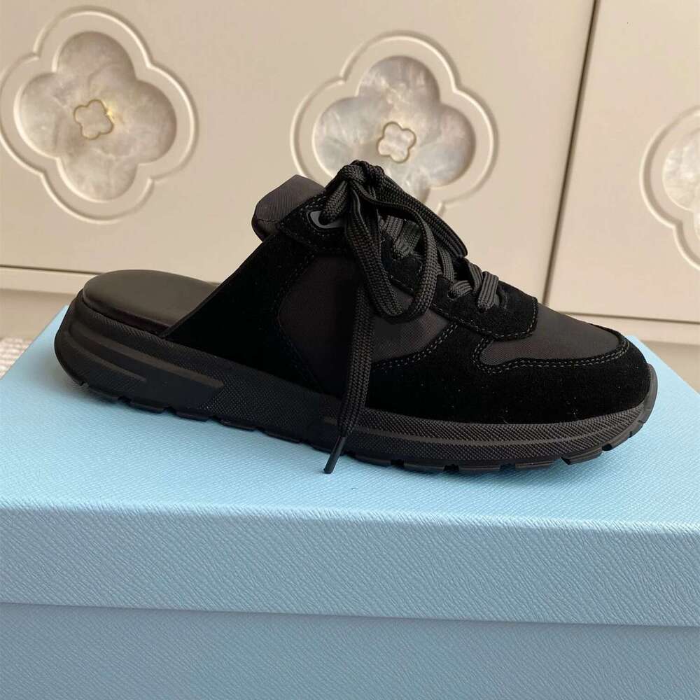 Women Size35-41 Natural Cow Suede Slippers Sports Mules Flat Platform Round Toe Flats Designer Shoes Zapatillas De Mujer