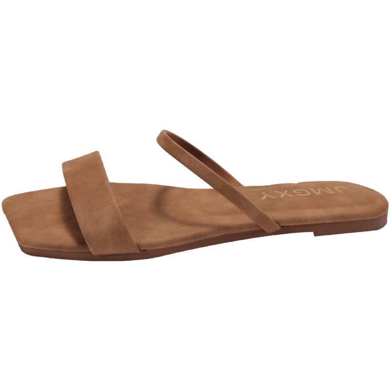 2025 Hot New free shipping deisgner sandals for womens flat sandals khaki brown New womens summer square toe fish mouth slippers