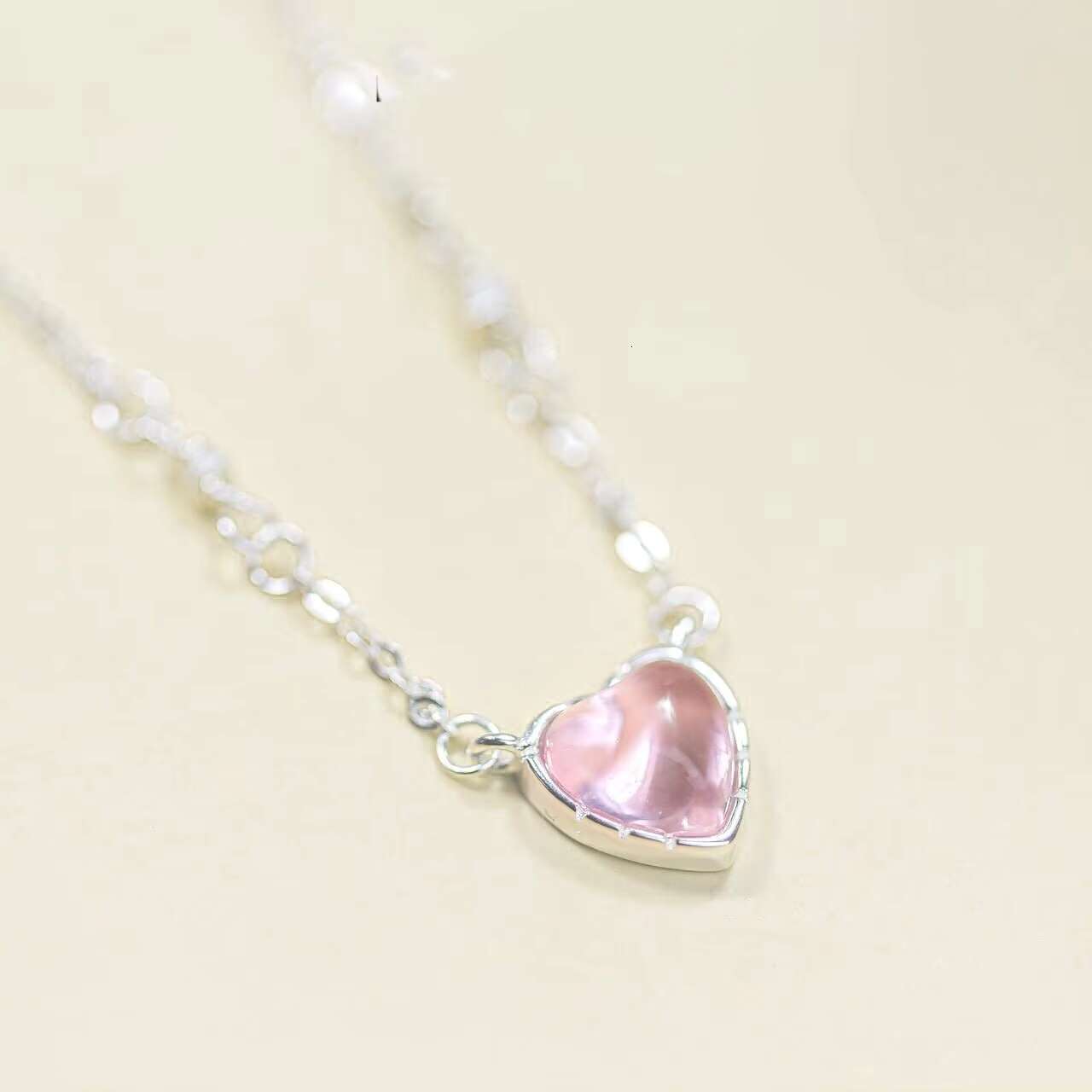 S pure sier high-quality classic pink heart-shaped pendant necklace cubic zirconia women's jewelry