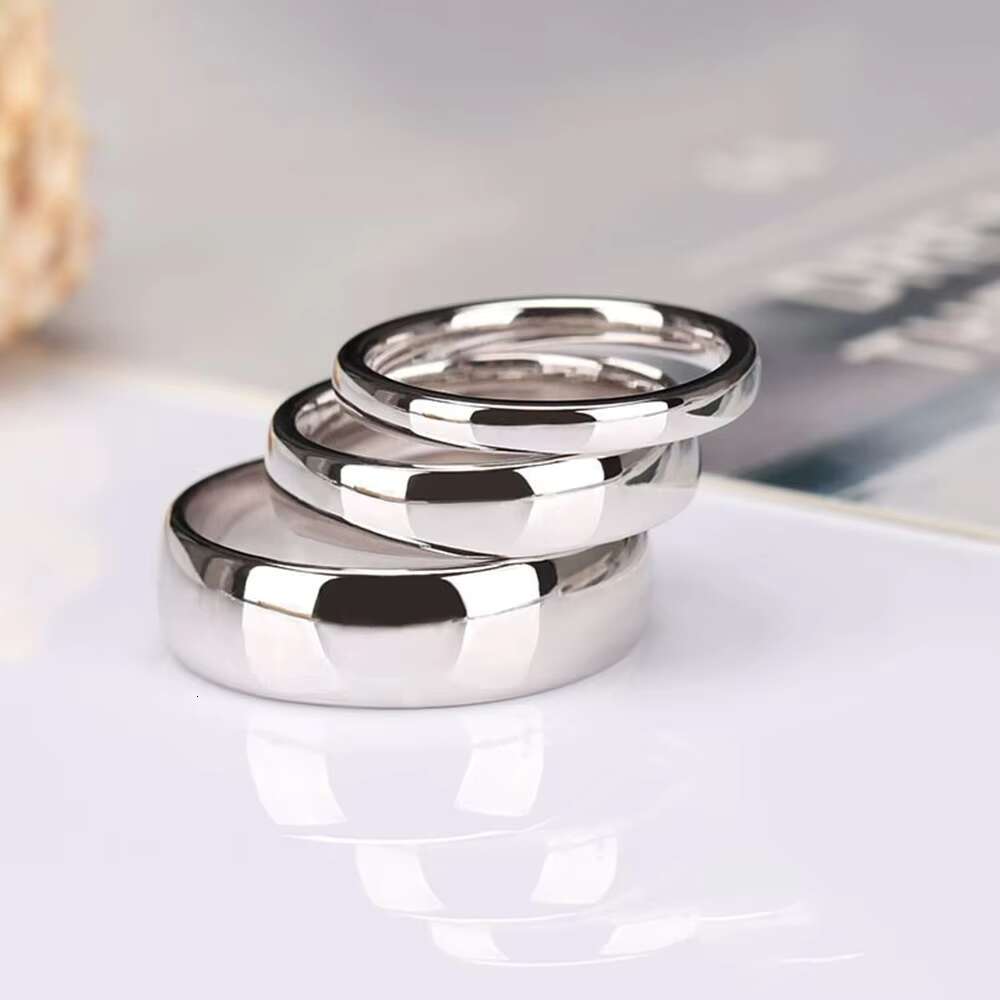 Fine Jewelry 925 Sterling Silver Rhodium Plated 2mm 4mm 6mm Smooth Band Elegant Eternity Plain Bold Minimalist Rings Women Men