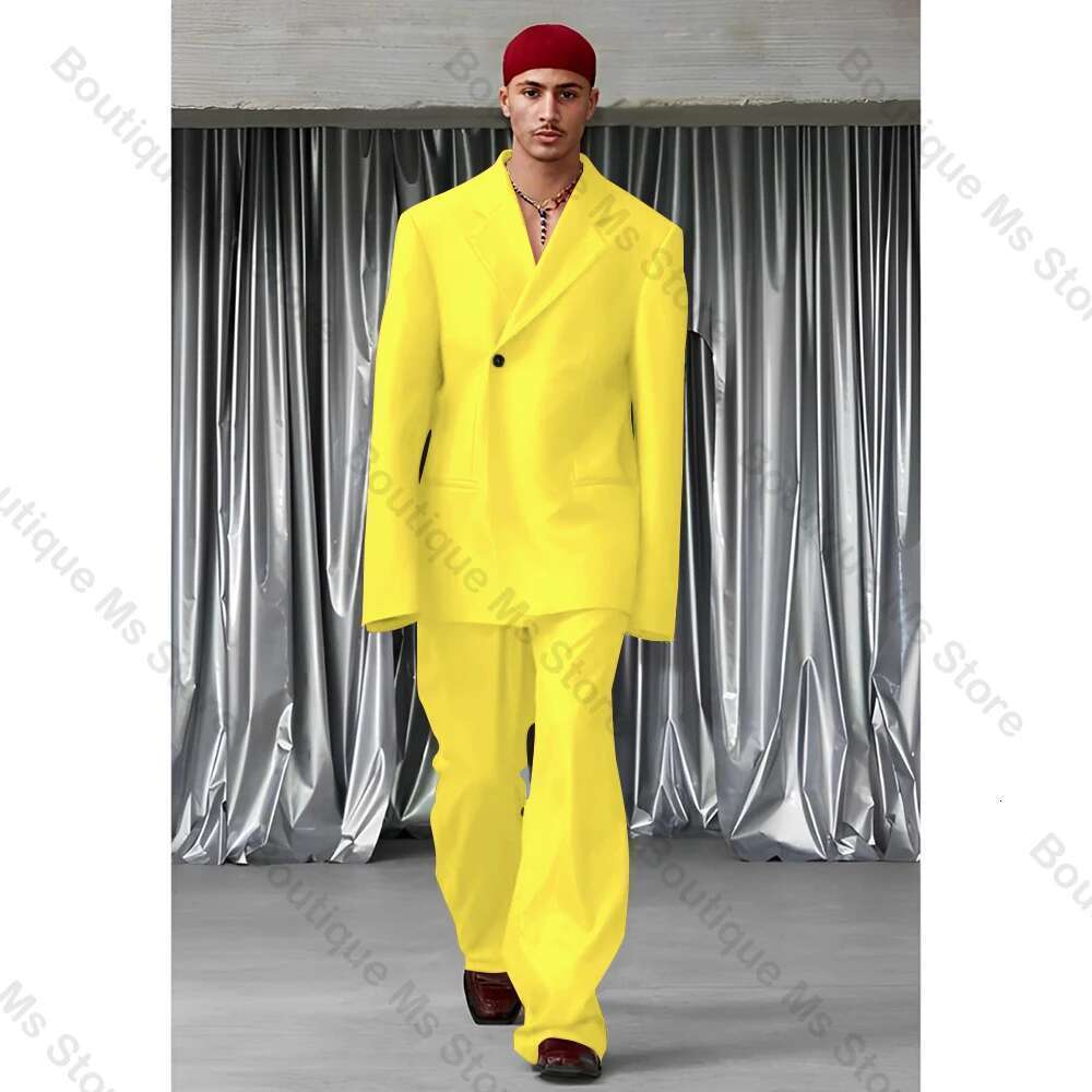 Loose Single Button High-quality Men Suit Two Pieces Fashion Hot Sell Male Set Daily Business Blazer Pants
