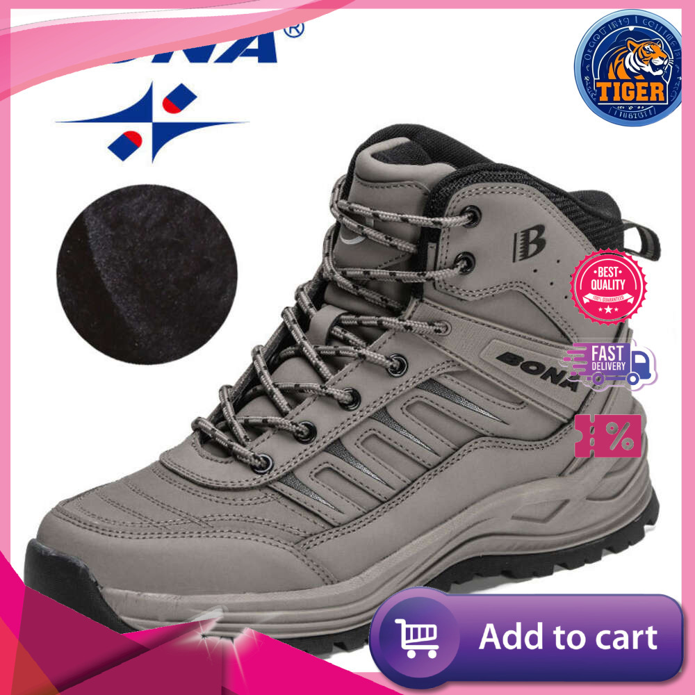 Ddmytiger Designers BONA New Winter Snow Men Plush Action Leather Super Warm Ankle Man Outdoor Hiking Boots Mansculino Outdoor Shoes