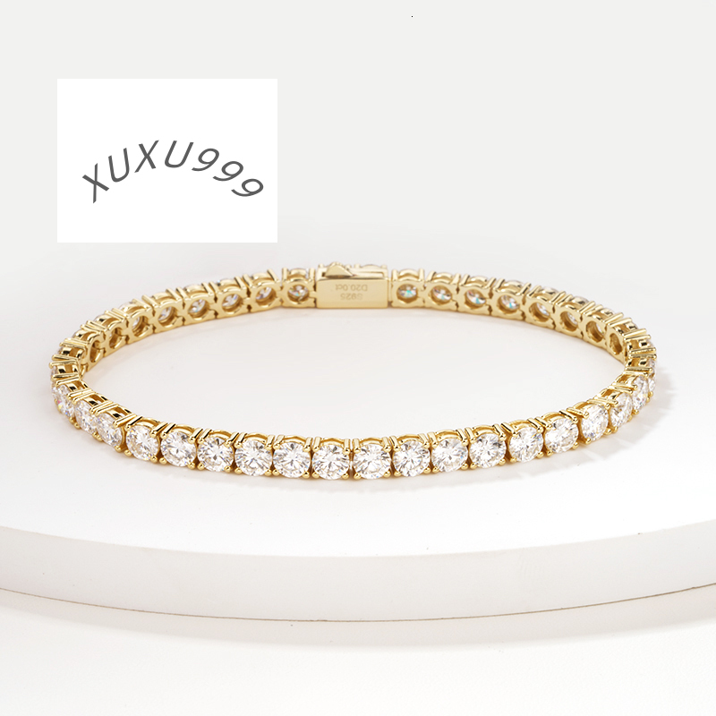 5mm 0.5ct Moissanite Stone Fine Jewelry Bracelet Luxury Women Beautiful Tennis Bracelet Chain