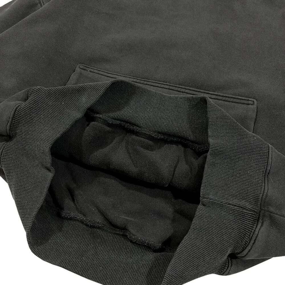 High Street Front Pocket Washed Baggy Black Hooded Hoodies Mens Solid Cleanfit Pullover Casual Sweatshirts Oversized Designer