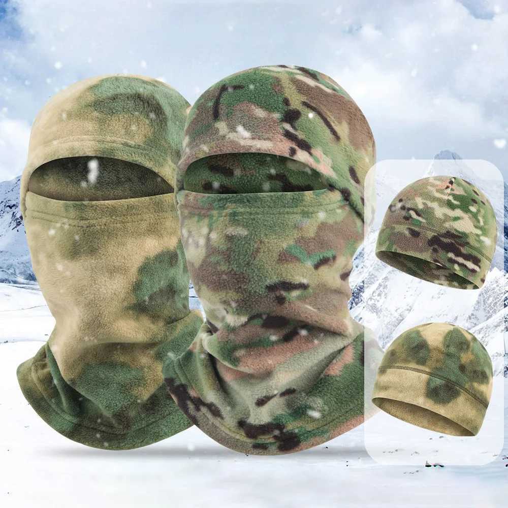 Tactical Winter Hat Polar Coral Fleece Balaclava Men Camouflage Face Ski Mask Warmer Beanies Thermal Sports Scarf CapsW250512