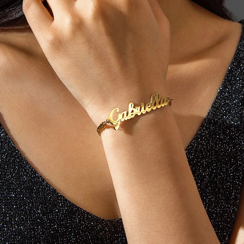 Custom Name Necklace Bracelet Earrings Stainless Steel Personalized Hollow Letter Pendant Chain Womens Jewelry Birthday Gift 250512