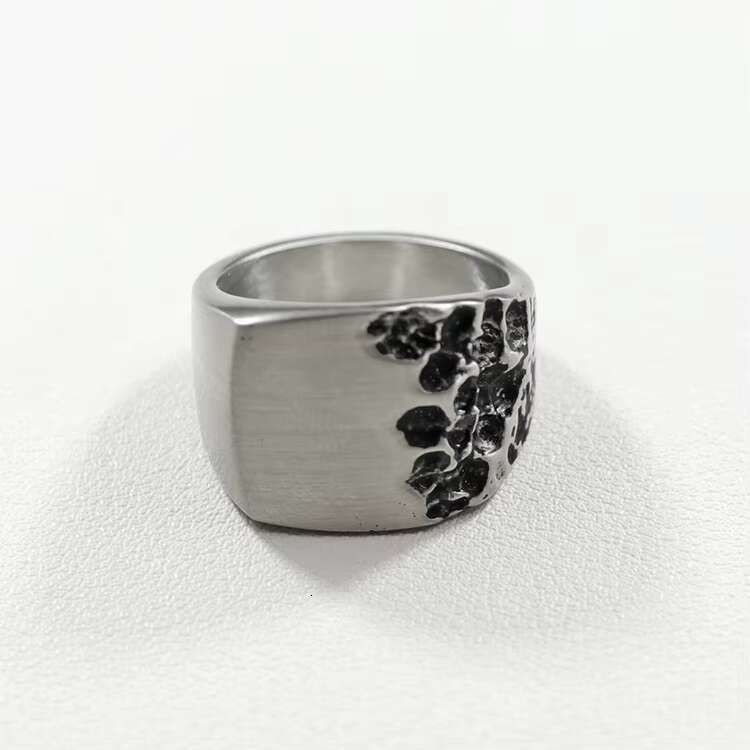 Vintage Stainless Steel Floral Signet Ring Gothic Style Jewelry for Men
