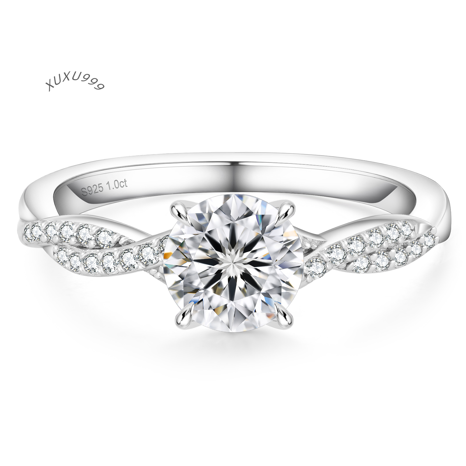 Wedding Moissanite 925 Sterling Silver 4 Prong Petite Twisted Vine 1.0 CT GRA VVS Diamond Engagement Women Promise Bridal Ring
