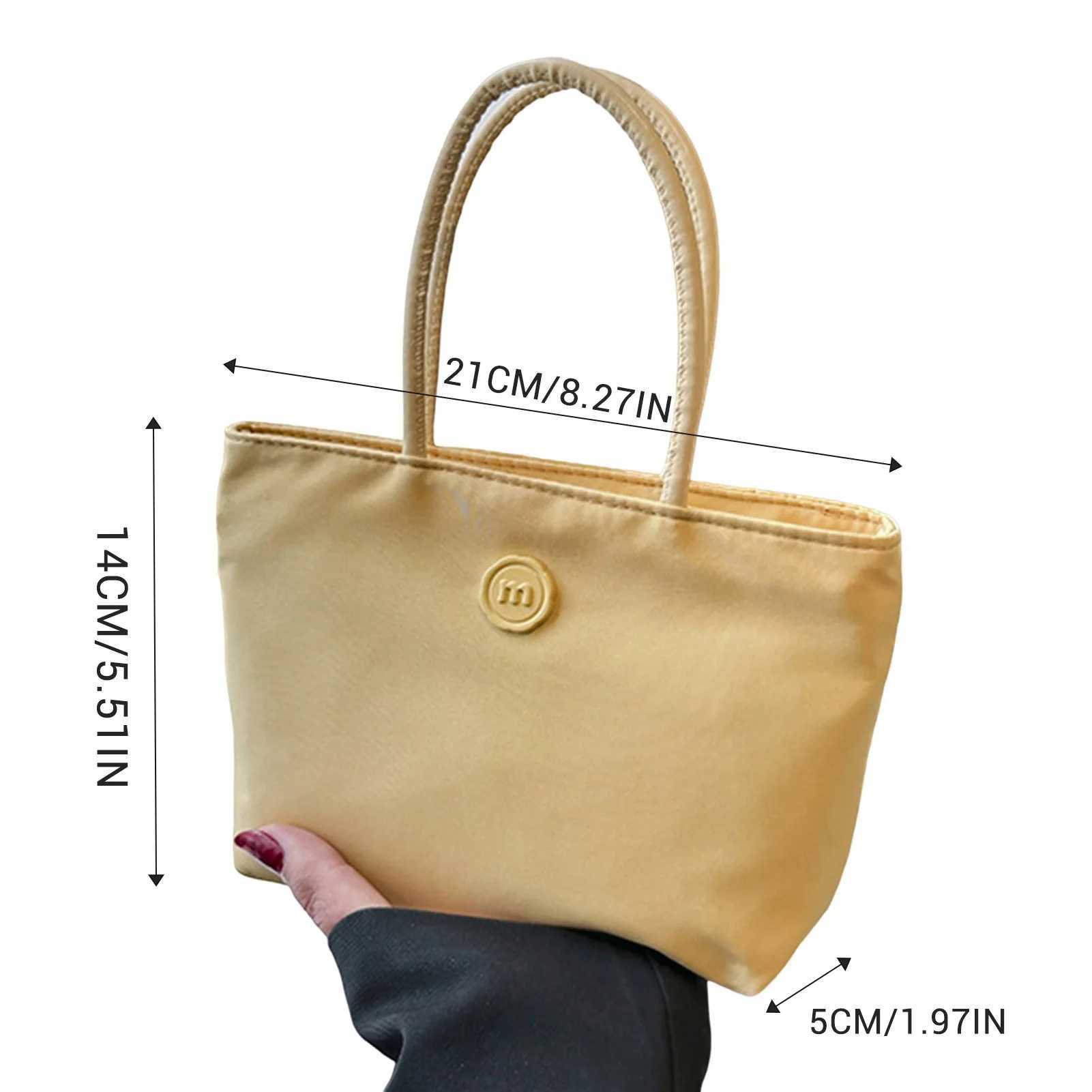 Summer Green Tote Bag Mini Nylon Pink Handbag Korean Fashion Solid Color HandHold Bag Women Girls Shopping Commuting BagW250512