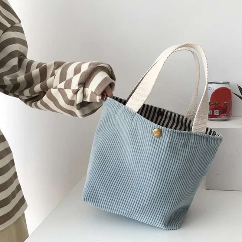 New Style Simple Corduroy Small Square Handbag Ins Fashion Trend Handbag For Women Lunch Box Food Storage Bags