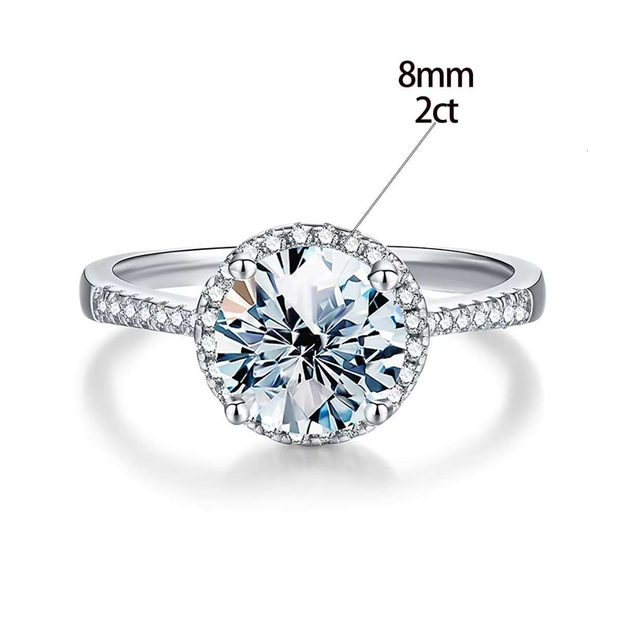 Hotsale Brilliant Round Cut Single halo Diamond Moissanite Ring 925 Sterling Silver 1ct 2ct 6.5MM Women Engagement Fine Jewelry