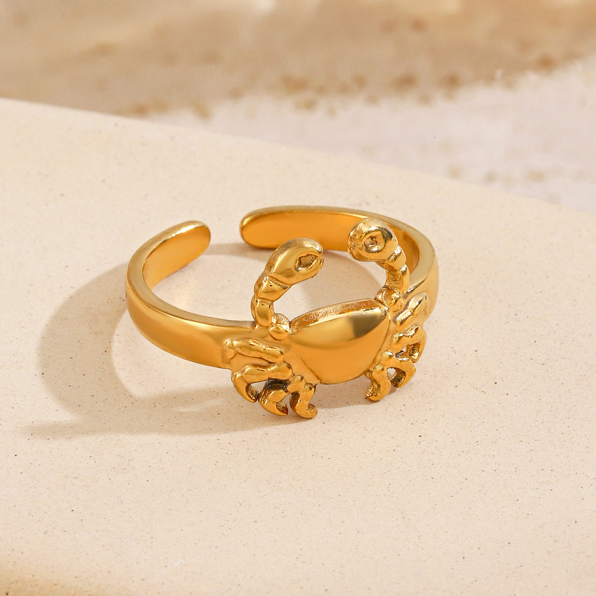 Popular stainless crab ring, women's fashionable hip-hop animal opening adjustable titanium steel ring