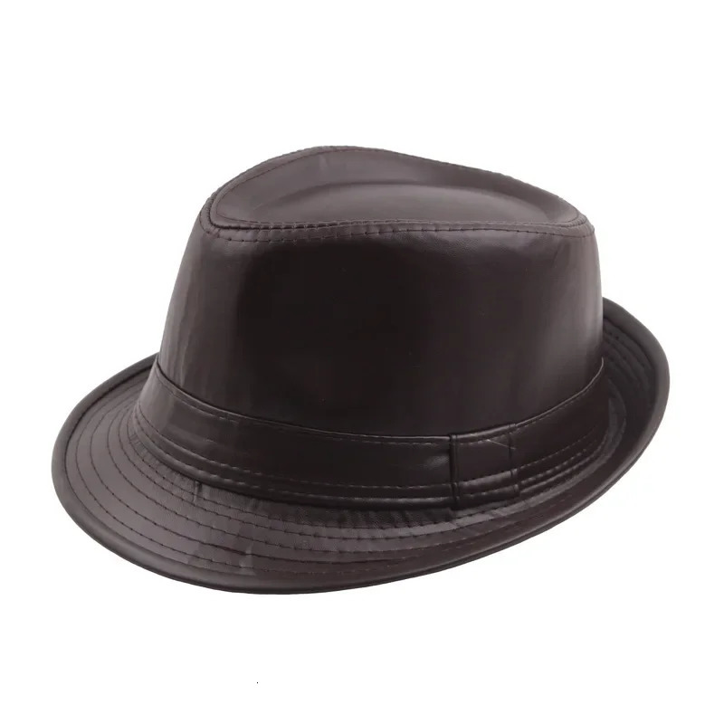 PU Leather Gift Fedoras for Middleaged and Elderly Autumn Winter Outdoor Leisure Gentlemen Jazz Hat Men Panama 250512