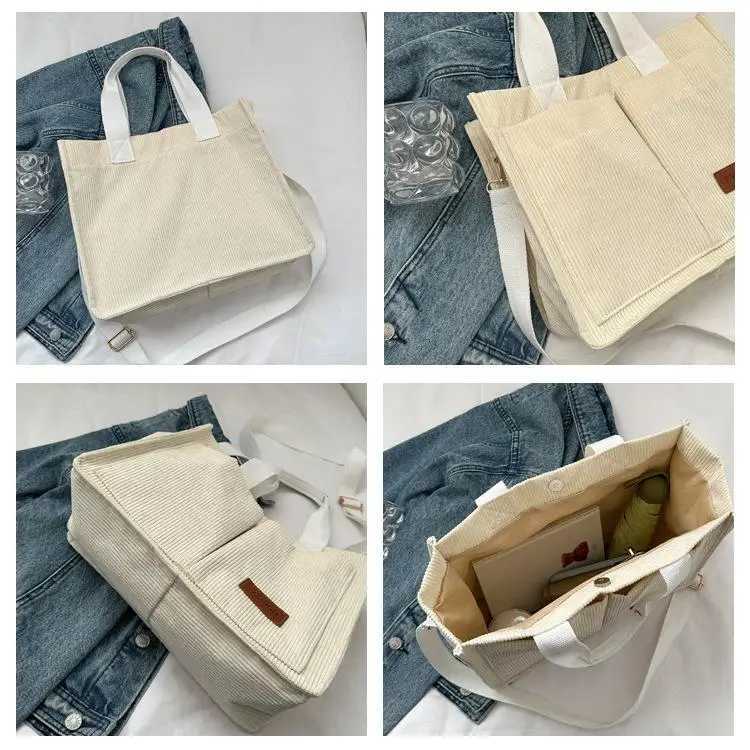 Womens Corduroy Tote Bag Large Capcity Handbags for Women Commuting Womens Bag Messenger Shoulder Bag Female HandbagW250512