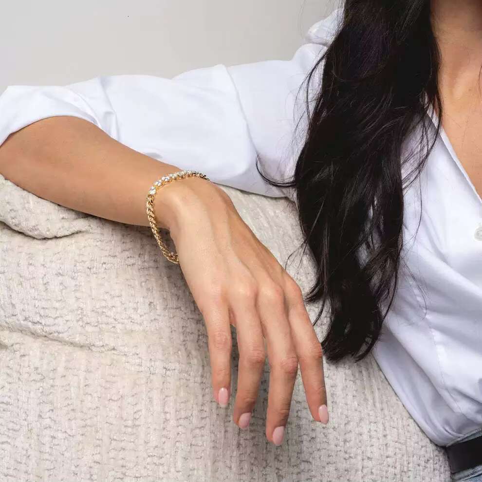 Fashionable gold-plated zircon necklace, thick Cuban chain, women's necklace accessories