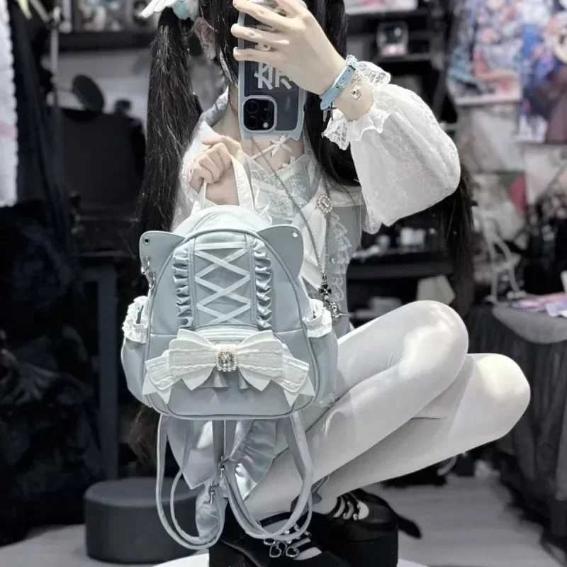 Japanese Ita Mochila Lace Ear School Bag Cute Large Capacity Mochilas Mujer New Bow Women Bags Student Backpack Z250512