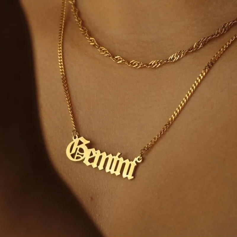 Personalized Old English Font Name Necklace For Women Custom Stainless Steel Chain Pendant Choker Jewelry Gift Bijoux Femme 250512