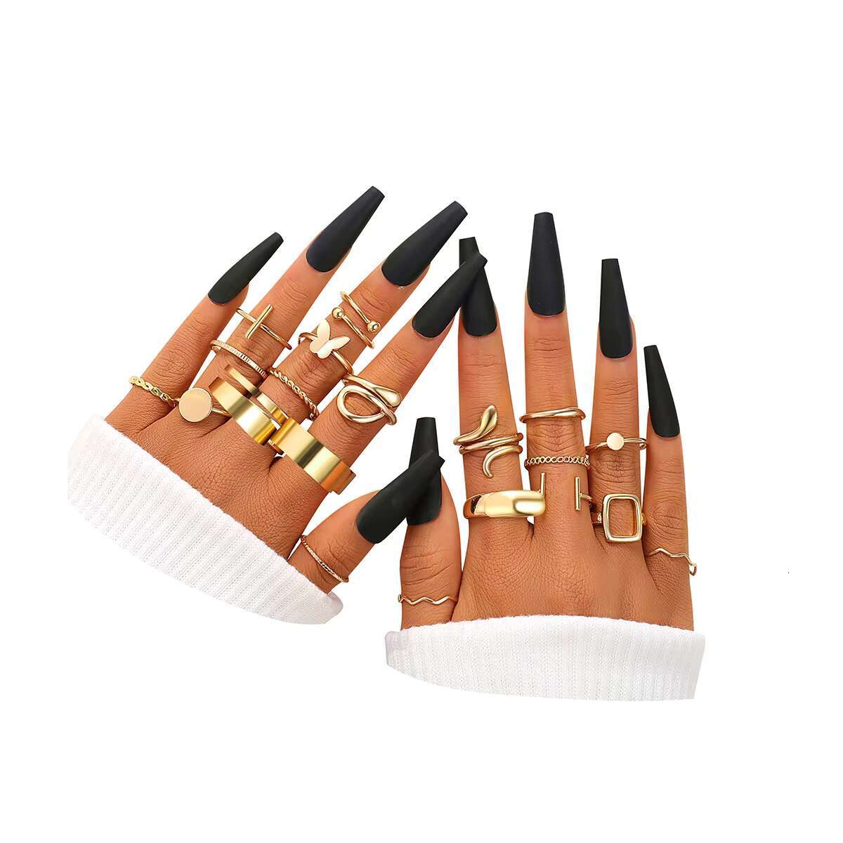 20 Sets Luxury Stainless Steel Finger Ring Gold Light Snake Butterfly Female Hand Decoration Seniors Engagement Ring Europe