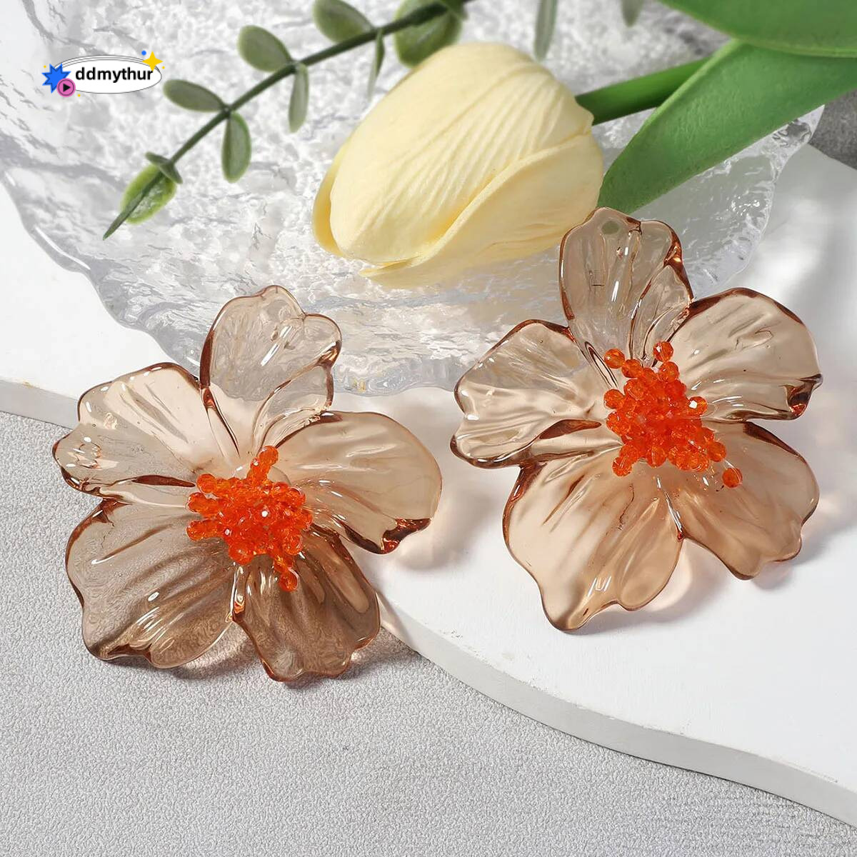 ZAA Trendy Colorful Resin Flower Earrings Women High Quality Elegant Holiday Party Jewelry Accessories ddmythur