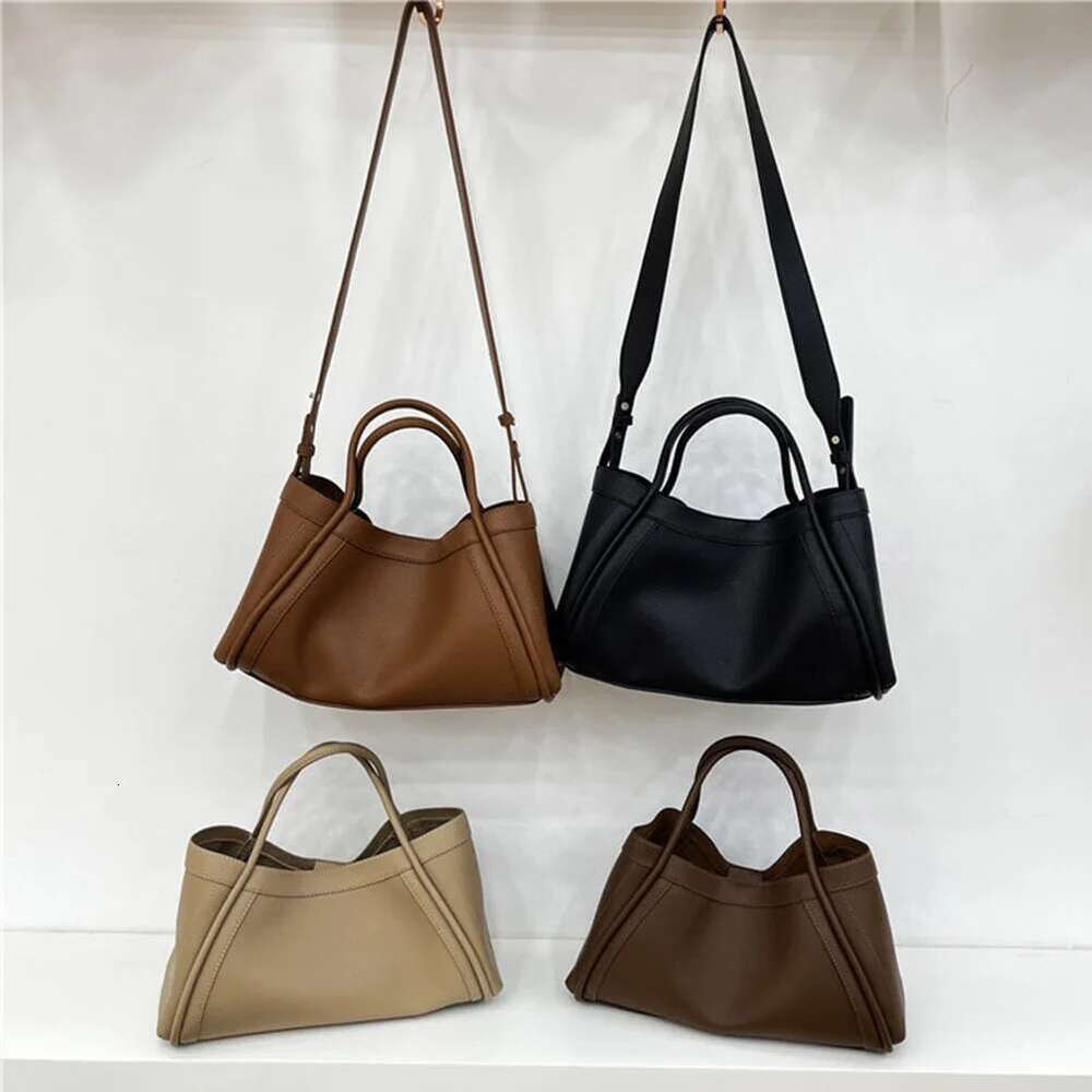 Leather Tote And Pouch Women Large Capacity Shoulder Handbag Versatile Crossbody Clutch Commuting Bag