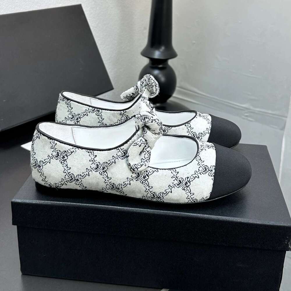 Women Size35-41 Denim Ballet Flats Butterfly Knot Mary Janes Round Toe Leisure Slip On Designer Shoes Zapatillas De Mujer