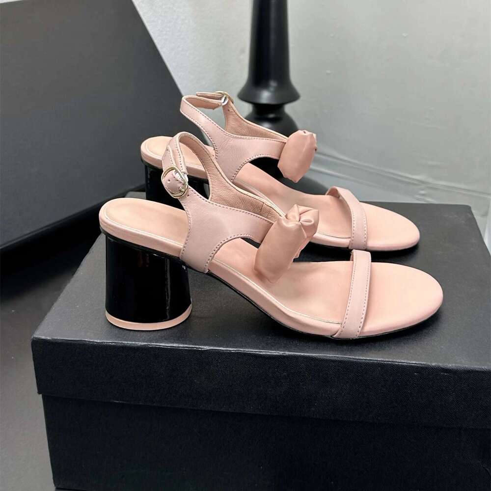 New Women Size35-41 Genuine Leather Sandals High Heels Butterfly Knot Pumps Slingbacks Designer Shoes Zapatillas De Mujer