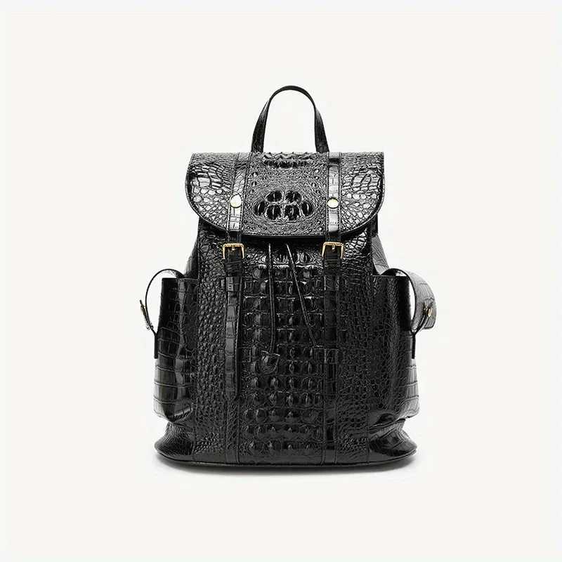 2024 New Fashion Crocodile Pattern Backpack Large Capacity Womens Daily Travel Backpack with Adjustable Shoulder Straps Z250512