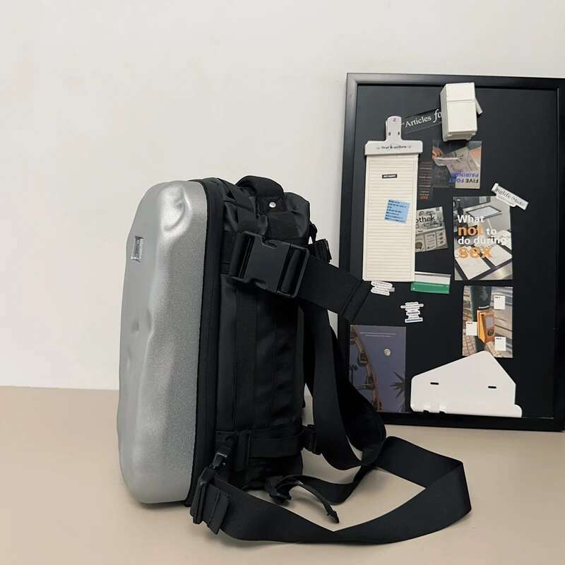 Travel damaged hard shell backpack, men's bumpy and unique single shoulder bag, Chinese style, pure color, ha