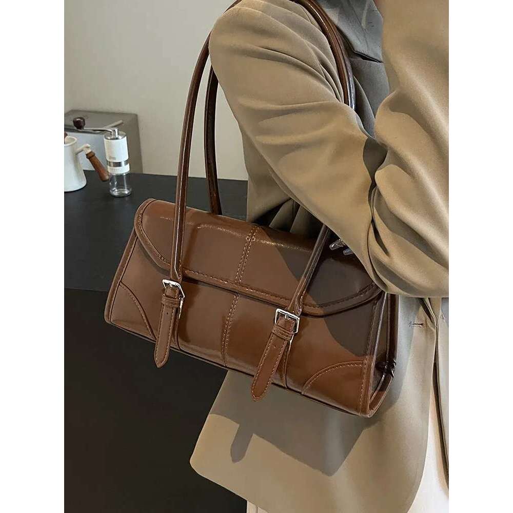 High End Bury Oil Wax Leather Underarm Elegant Women's Magnetic Buckle Shoulder Bag Commuter Versatile Ladies Tote Bags