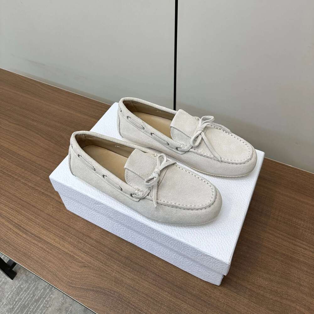 Women Size35-41 Natural Cow Suede Loafers Weaving Flats Solid Colors Lace Up Round Toe Designer Shoes Zapatillas De Mujer
