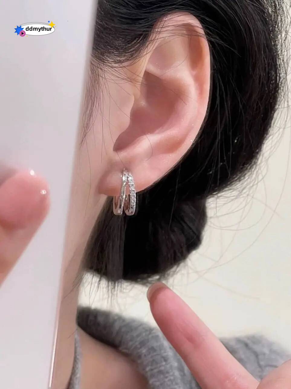 Fashion Simple Double Zirconia Hie for Women Girls Trendy Small Hoop Earrings Jewelry ddmythur
