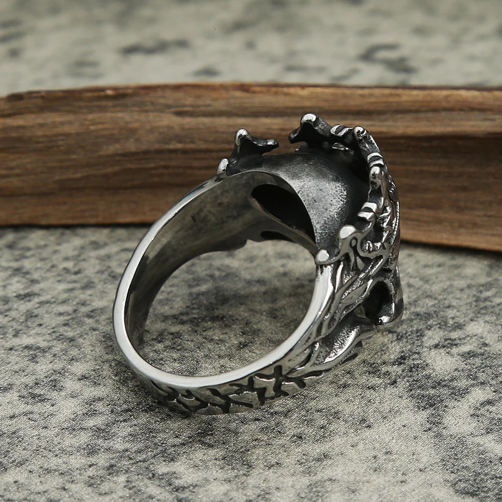 Gothic Vintage Stainless Steel Crown Skull Ring For Men Boys Punk Skull Rings Hip Hop Biker Mens Fashion Jewelry Gift Wholesale 250509