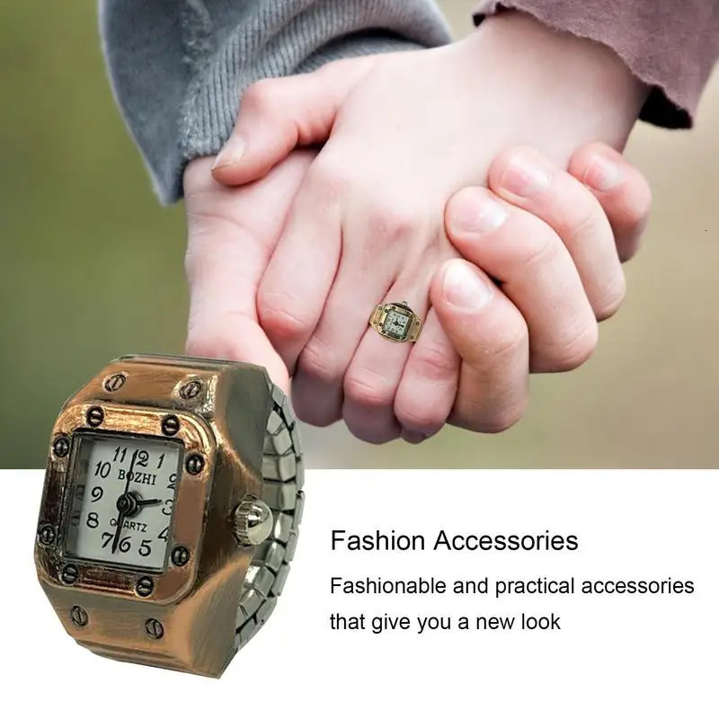 Finger Watch Ring Vintage Clock Small Pointer Style Bronze Quartz With Retractable Strap For Women 250512