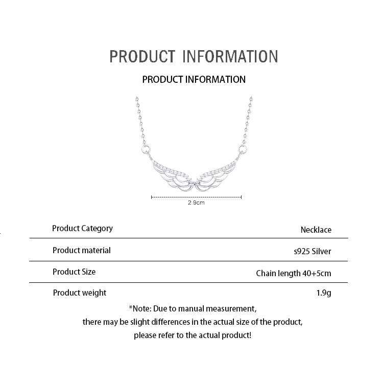 Women's boutique jewelry sier classic elegant angel wings wedding engagement fashion necklace