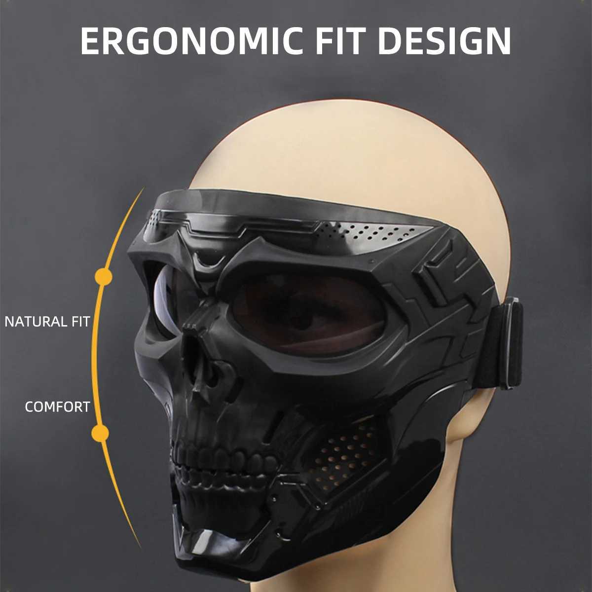 Motorcycle Skull Mask Wind Goggles Bicycle Riding Full Face Protective Mask Outdoor Sport Winter Ski Face Shield Colorful GoggleW250512
