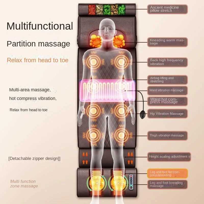 Electric Massage Mattress Bluetooth Music For Neck Back Foot Body Relax Pain Relief Vibrating Kneading Infrared Heating CushionW250512