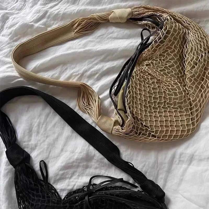 Ladies Large Capacity Woven Bags Versatile Bow Net Niche Horn Contrast Color Design Shoulder Fashion Women's Bag
