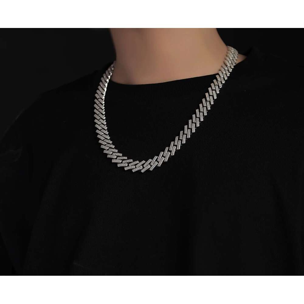 14mm Moissanite Cuban Men's Necklace - Pure Sier Jewelry