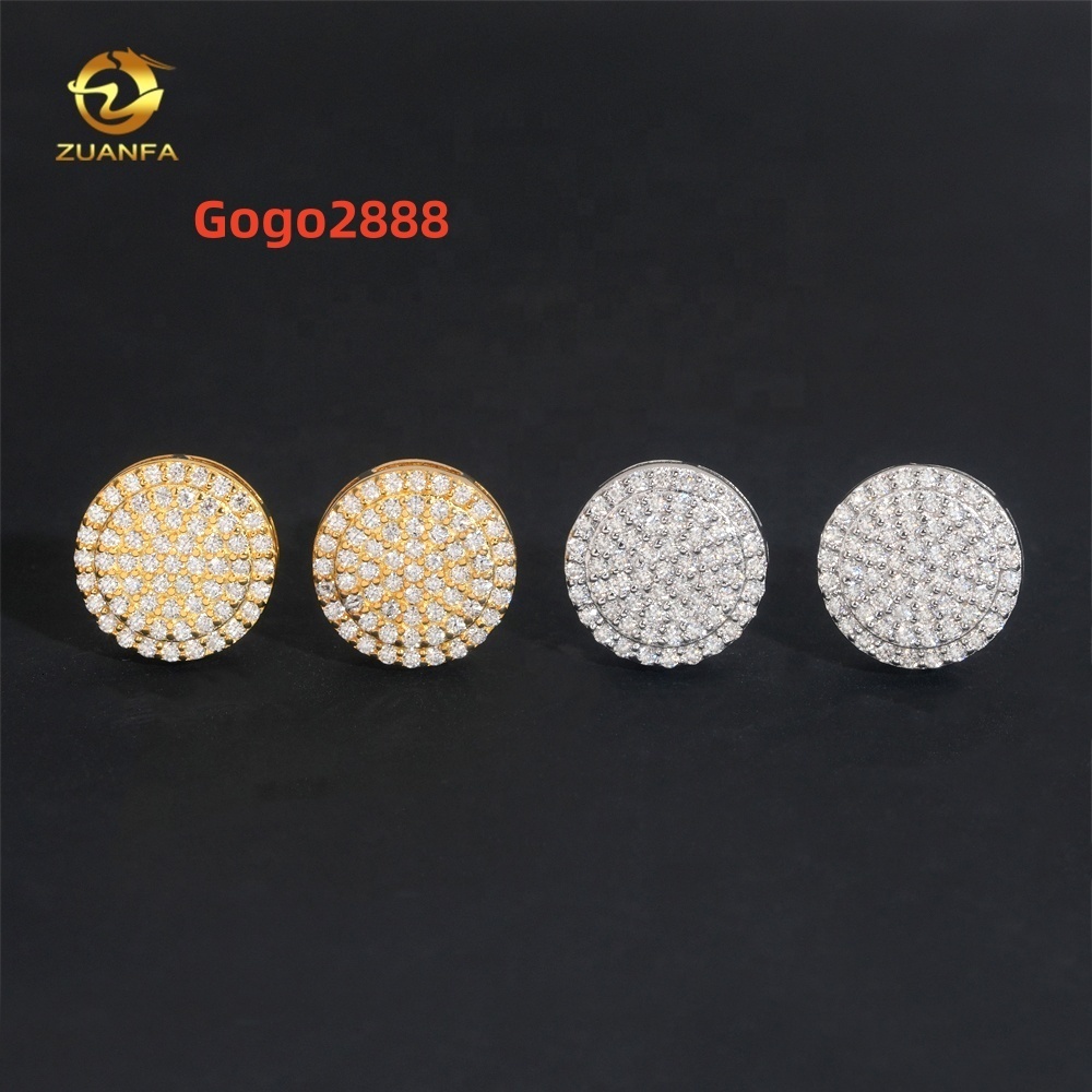 Fine Jewelry S925 Hip Hop Style Sterling Silver Moissanite Diamond Iced Out Stud Earrings