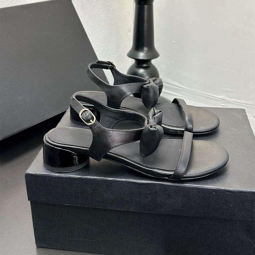 New Women Size35-41 Genuine Leather Sandals High Heels Butterfly Knot Pumps Slingbacks Designer Shoes Zapatillas De Mujer