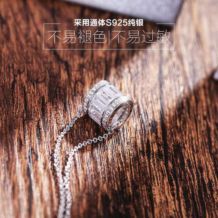 S temperament cylindrical necklace Korean version pure sier jewelry