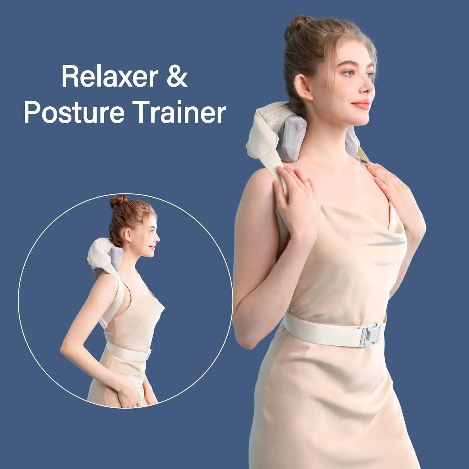 Neck Shoulder Massager Deep Tissue Shiatsu Back Massagers with Heat for Pain Relief Electric Kneading Squeeze Muscles MassageW250512
