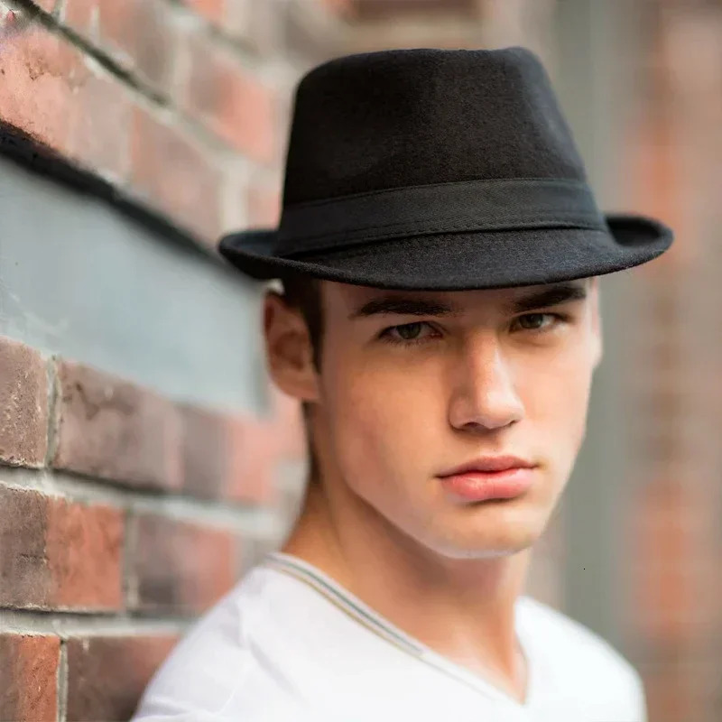 Winter Solid Fedoras For Men Top Jazz Hat Adult Bowler Hats Classic Version Chapeau 250512