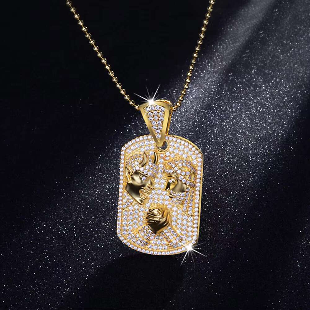 Fashion Design Trendy New Hiphop Jewelry Ice Out Cubic Zircon Diamond Gold Plated Brass Animal Leopard Square Pendant for Men