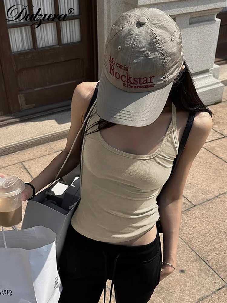 Dulzura Ribbed Crop Top Vest Camisole Solid Summer Women Party Club Y2K Clothes Streetwear M250512
