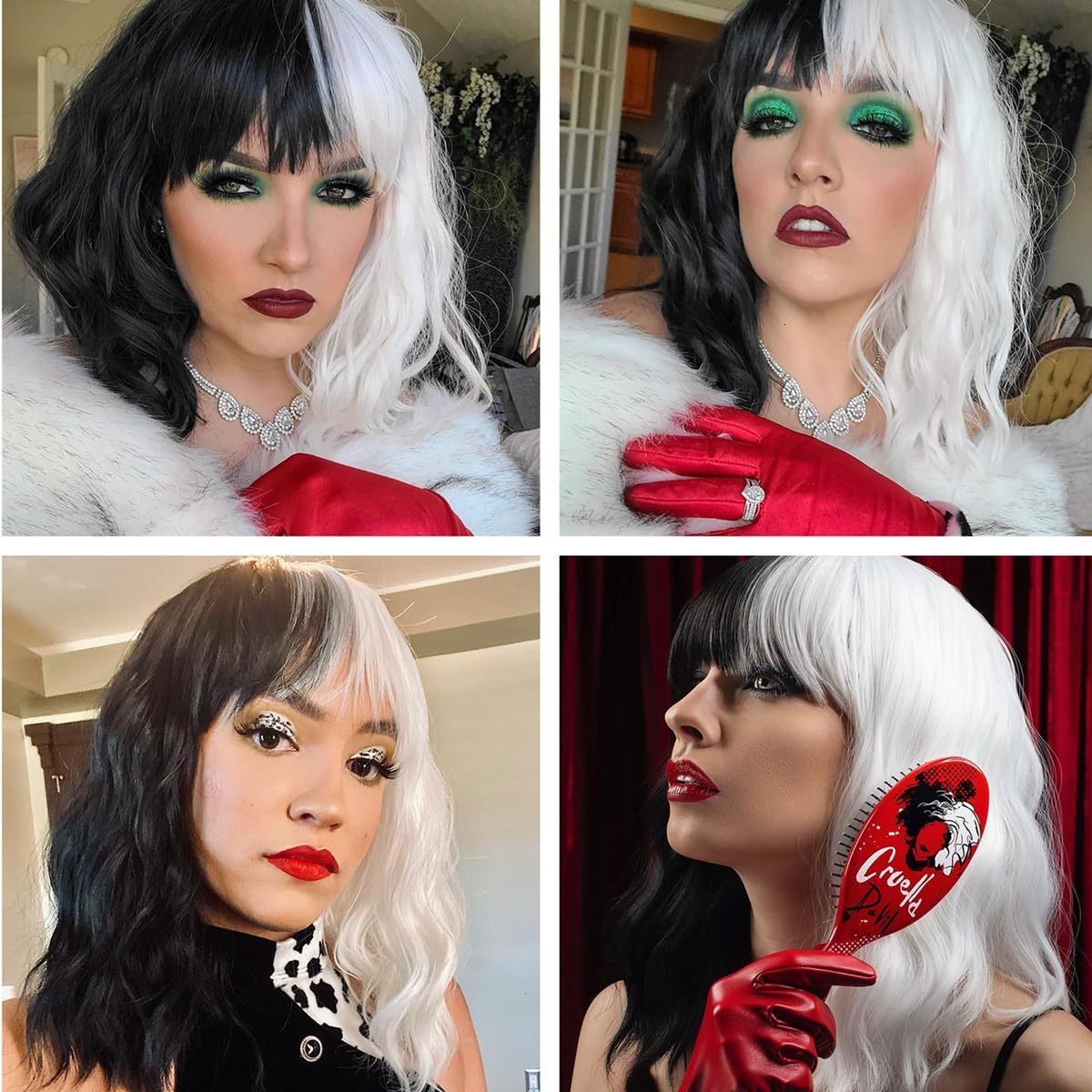cosplay Wig anime party role-playing costumes Kuira black and white wig medium length wig