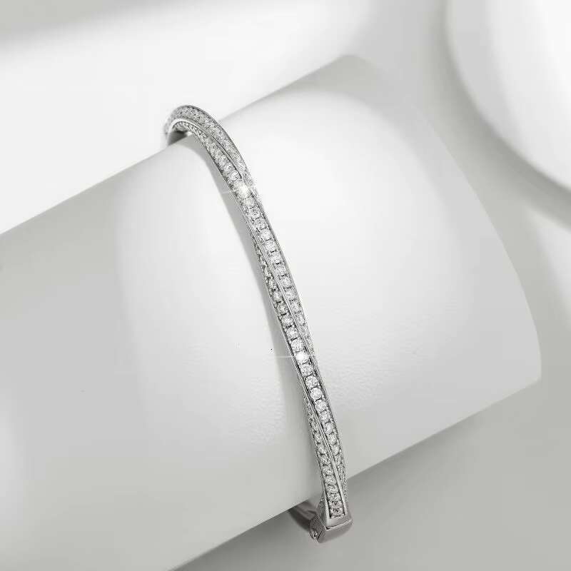 Ruizuan Moissanite Man Woman Bracelet 925 Sterling Silver Men Bracelet Cross Moissanite Nail Bracelet