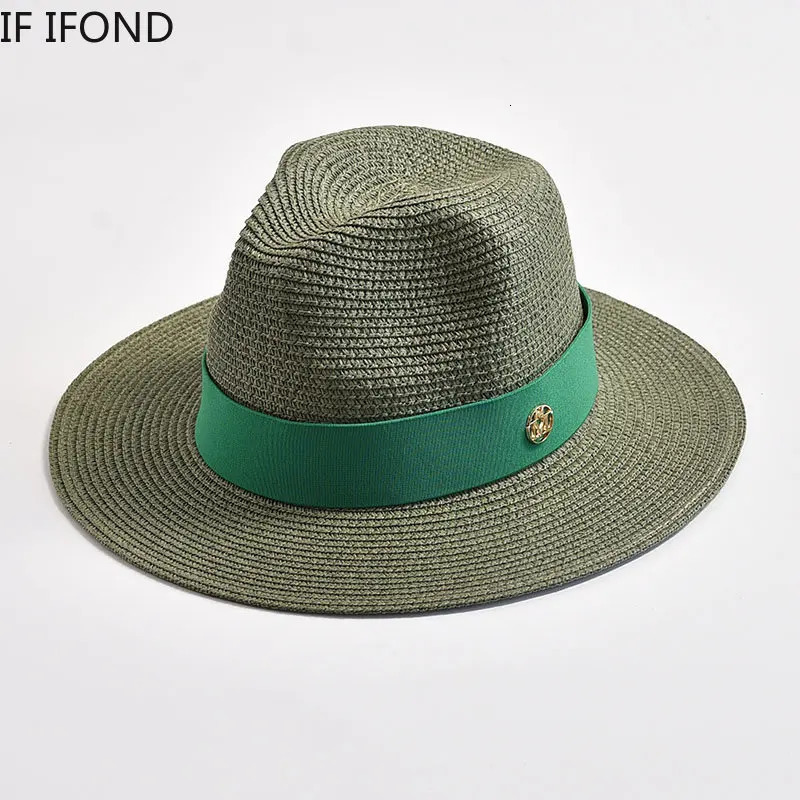Summer Straw Hats for Women Men Panama Travel Beach Sun Hat Ribbon Decoration Elegant y Jazz 250512