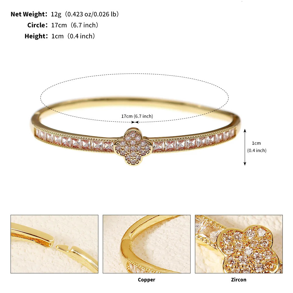 Mialloy Zircon Four Leaf Clover Bracelets for Women Lady Rhinestone Birthday Party Jewelry Accessories Gift 250512