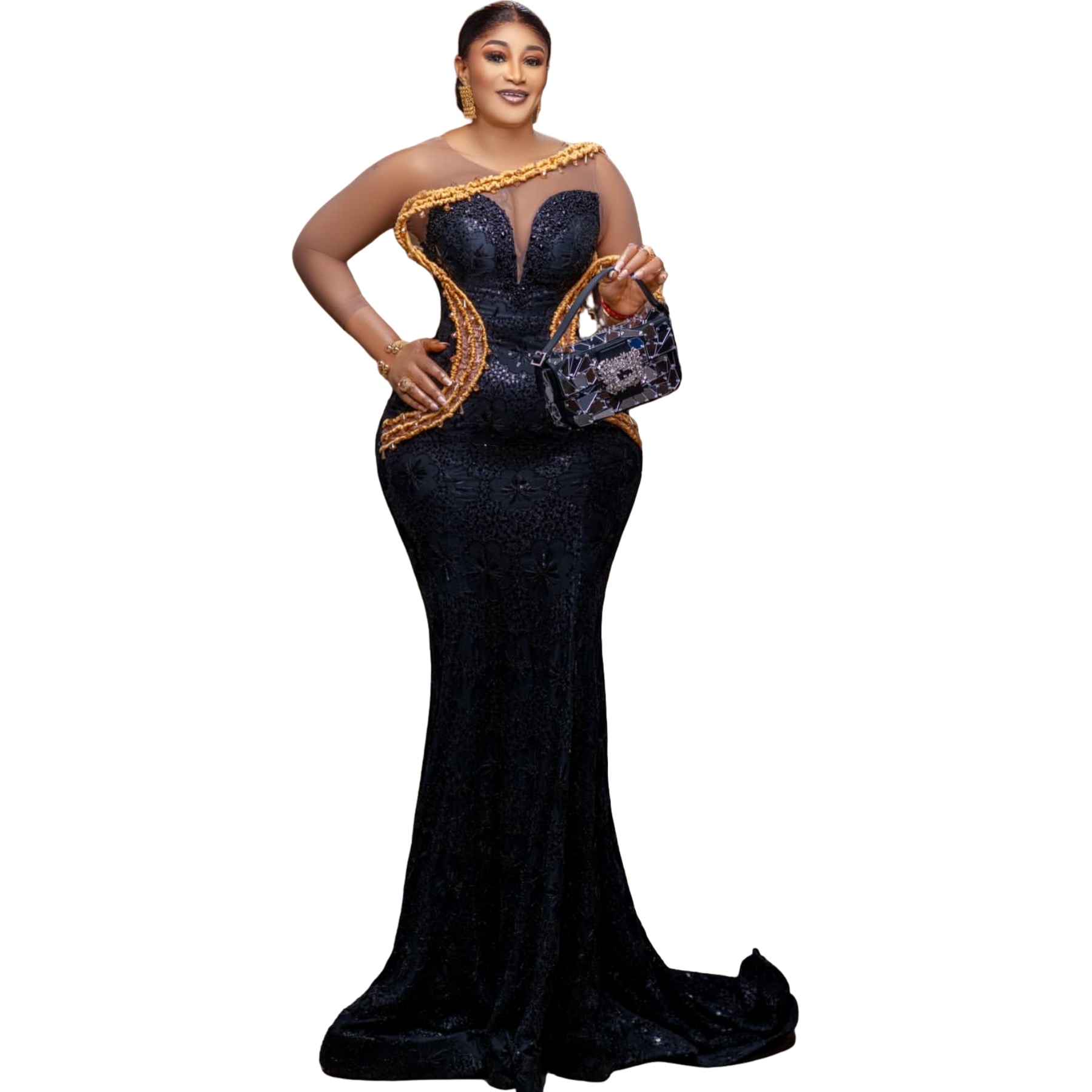 Black Mermaid Plus Size Prom Dresses 2025 Crystals Sequined Lace Stylish Evening Formal Party Second Birthday Engagement Gowns Dress For Special Occas
